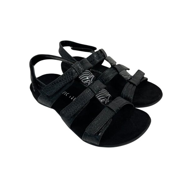 Vionic AMBER Womens Strappy Black Sandals SZ 8 Adjustable Strap Textured Pattern - Picture 3 of 13